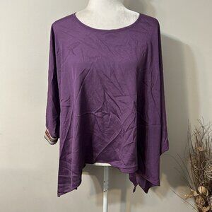 NWT UNALUNA COLLECTION Women Poncho Blouse Top Purple One Size Lagenlook USA